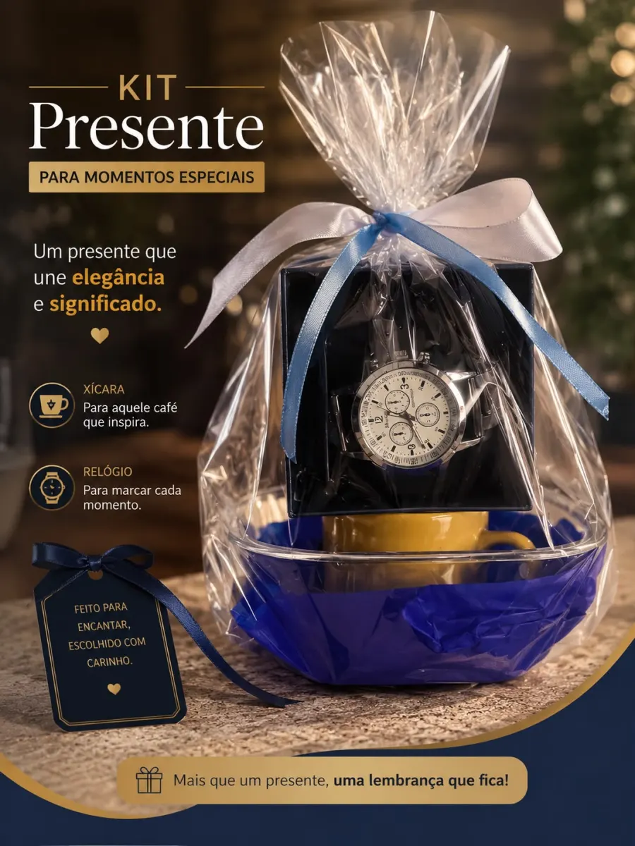 Kit presente Dia dos Pais com xícara e relógio