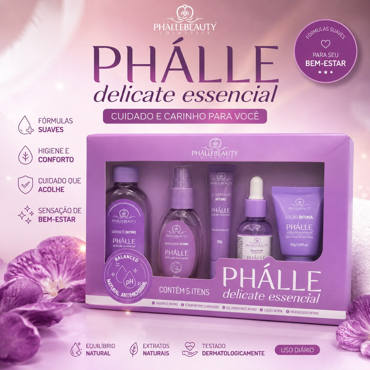 Kit Phálle Delicate Essencial 5 Itens – Phállebeauty